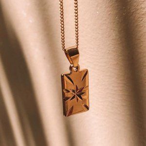 Gold Star Rectangle Cali Carina Pendant Necklace